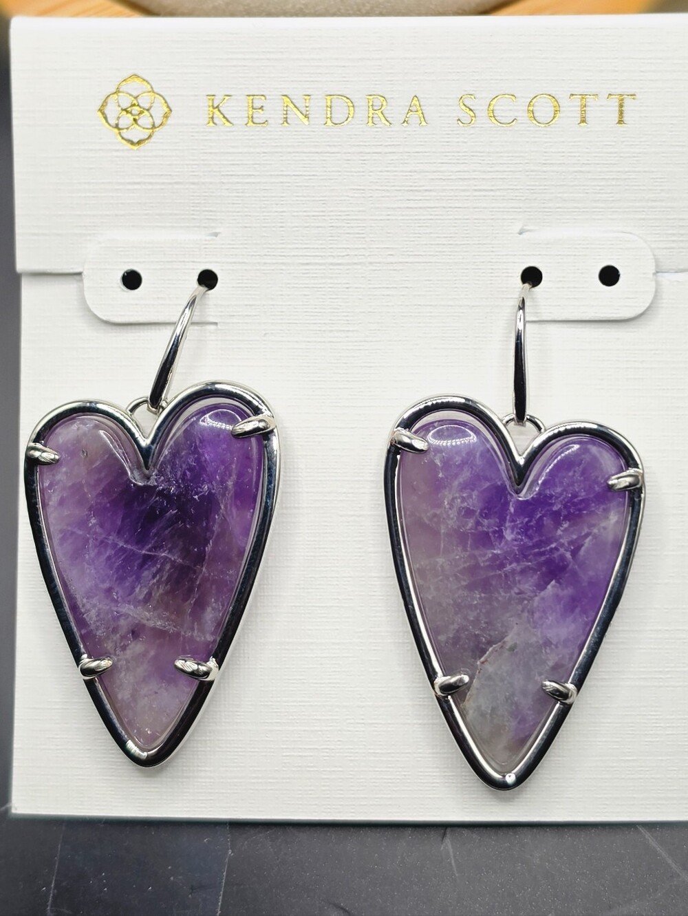 Kendra Scott Purple Ansley Heart Drop Earrings